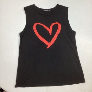 MagicMK Sleeveless Muscle Tee shirt with Artistic Red Heart